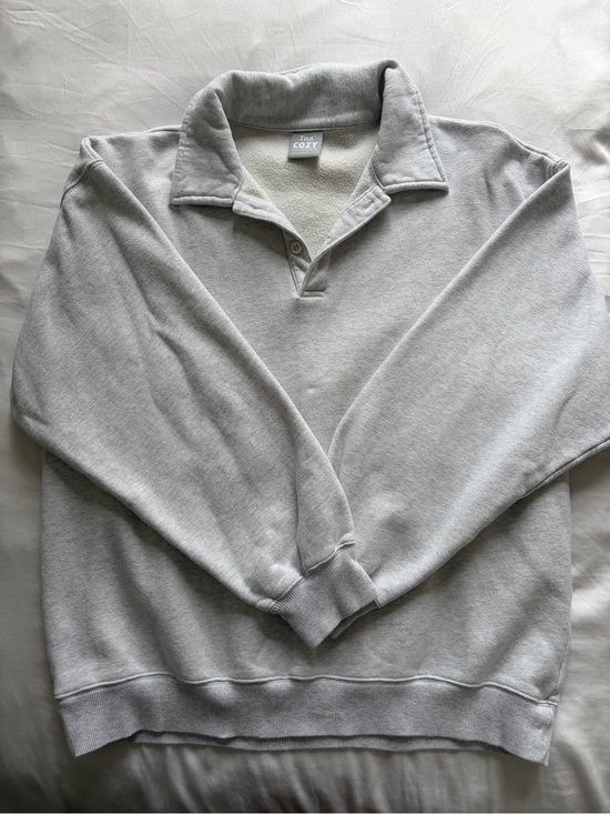 TNA Tops - TNA Cozy Light Gray Quarter-Snap Pullover Sweatshirt
